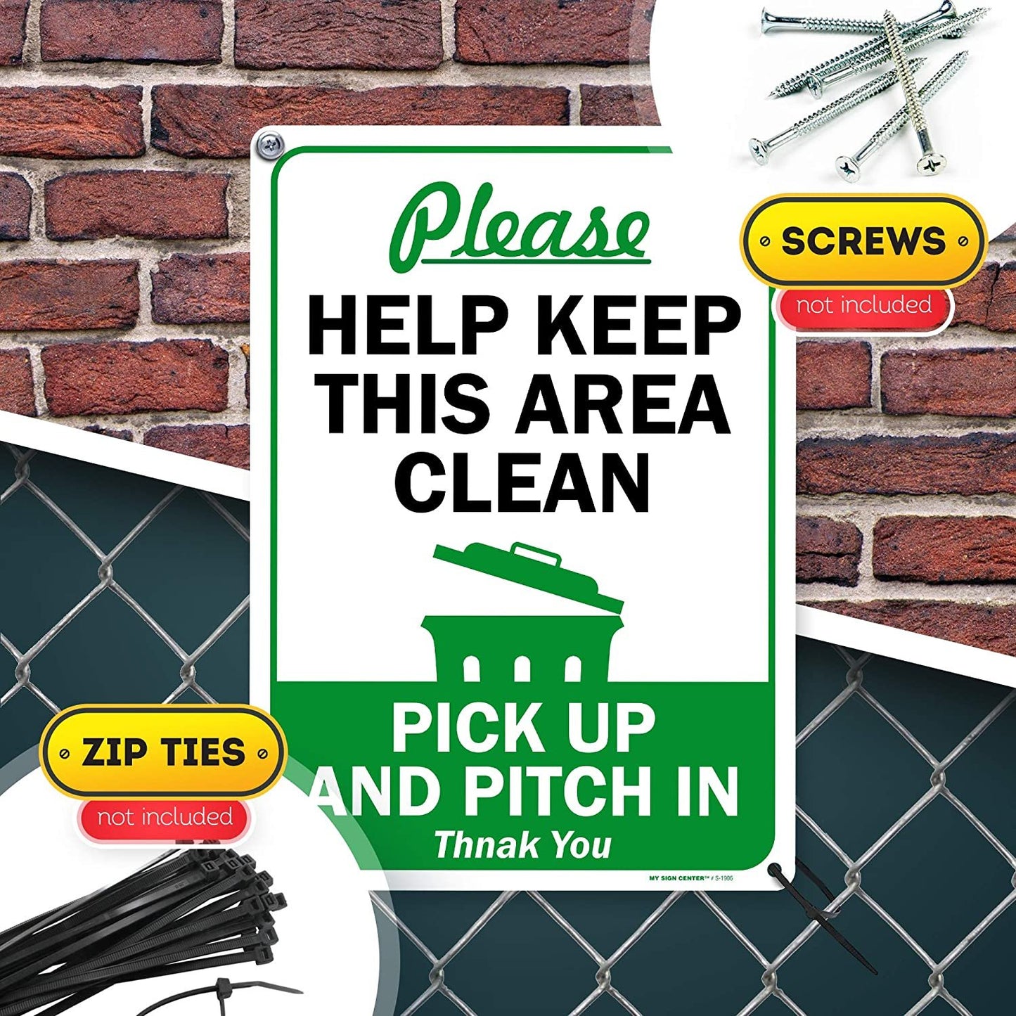 Please Help Clean This Area, Pick and Pitch in Signs