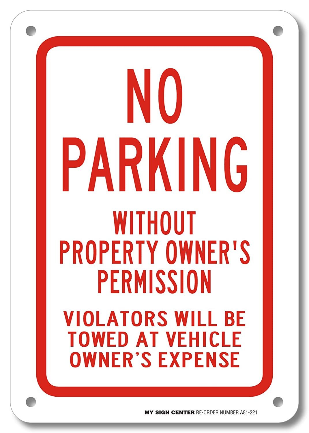 No Parking Without Property Owner's Permission Sign