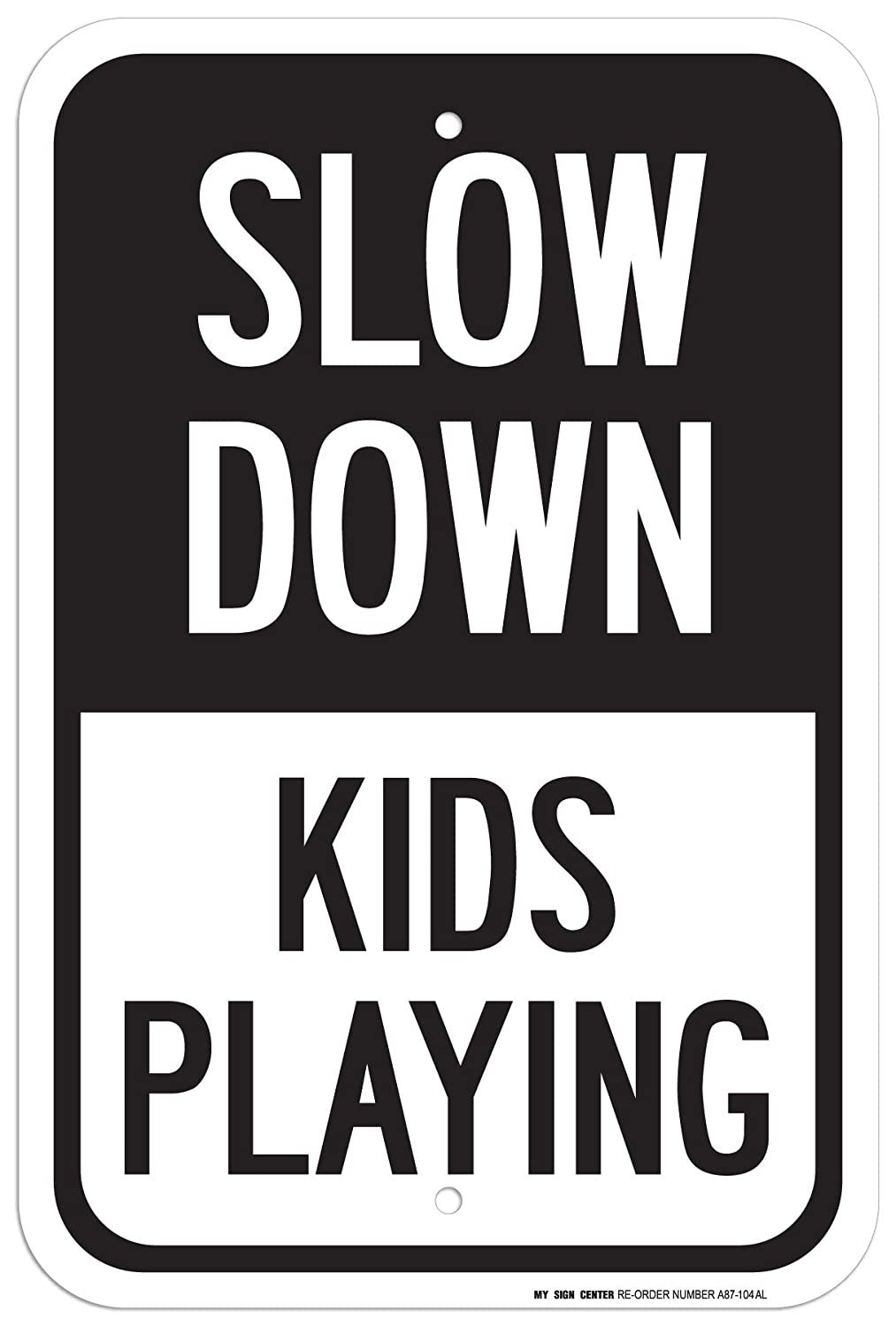 Slow Down Kids Playing Sign