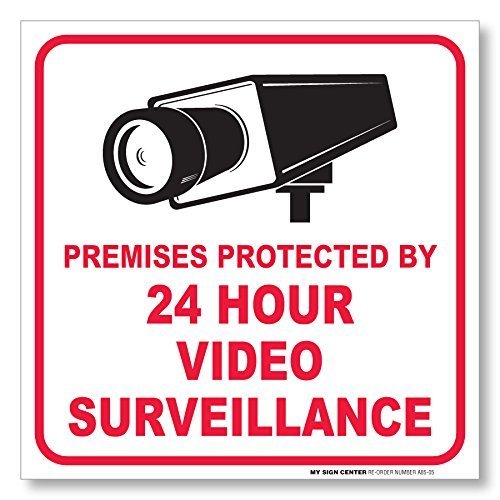 Premises Protected by 24 Hour Video Surveillance Sticker (4 Pack)