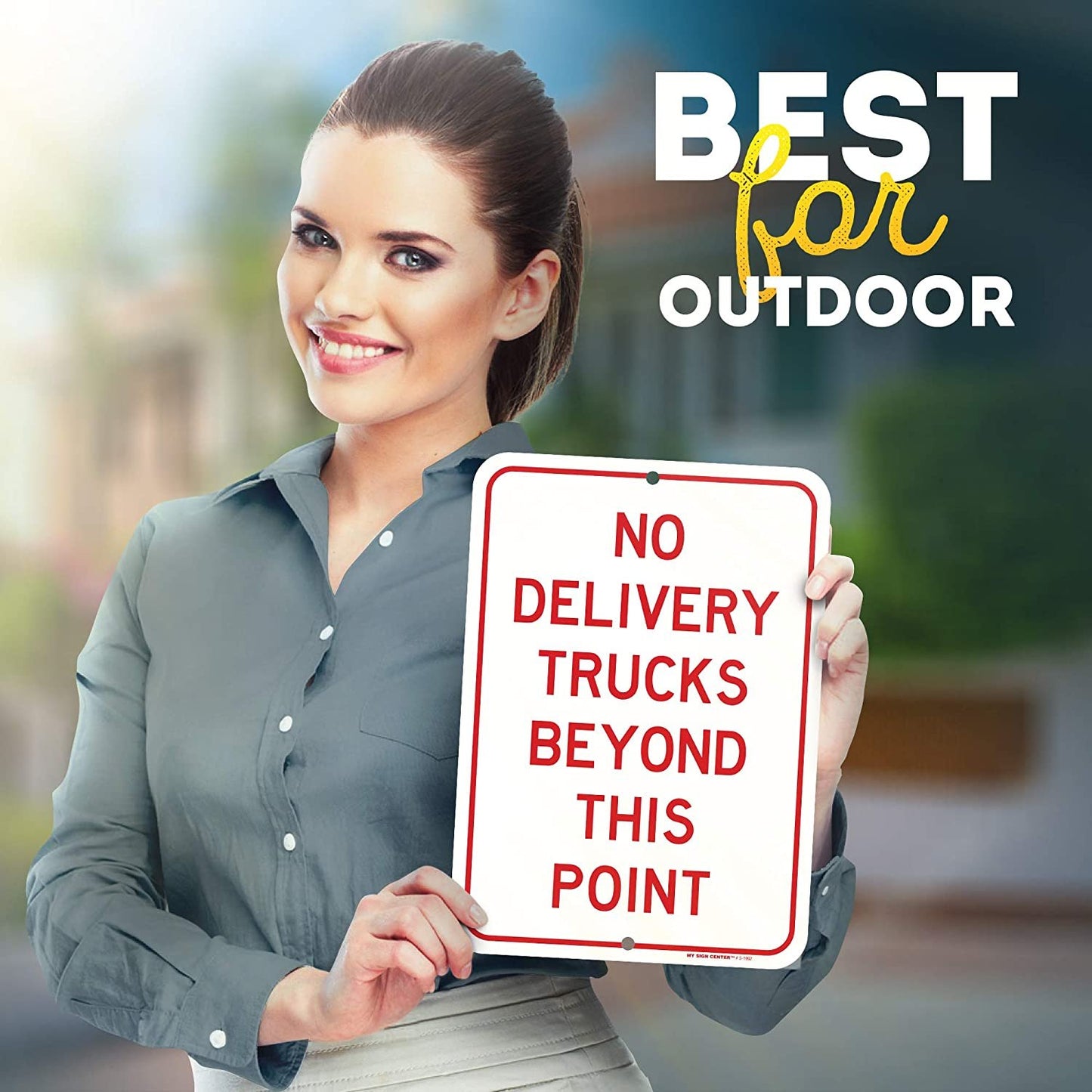 No Delivery Trucks Beyond This Point Sign