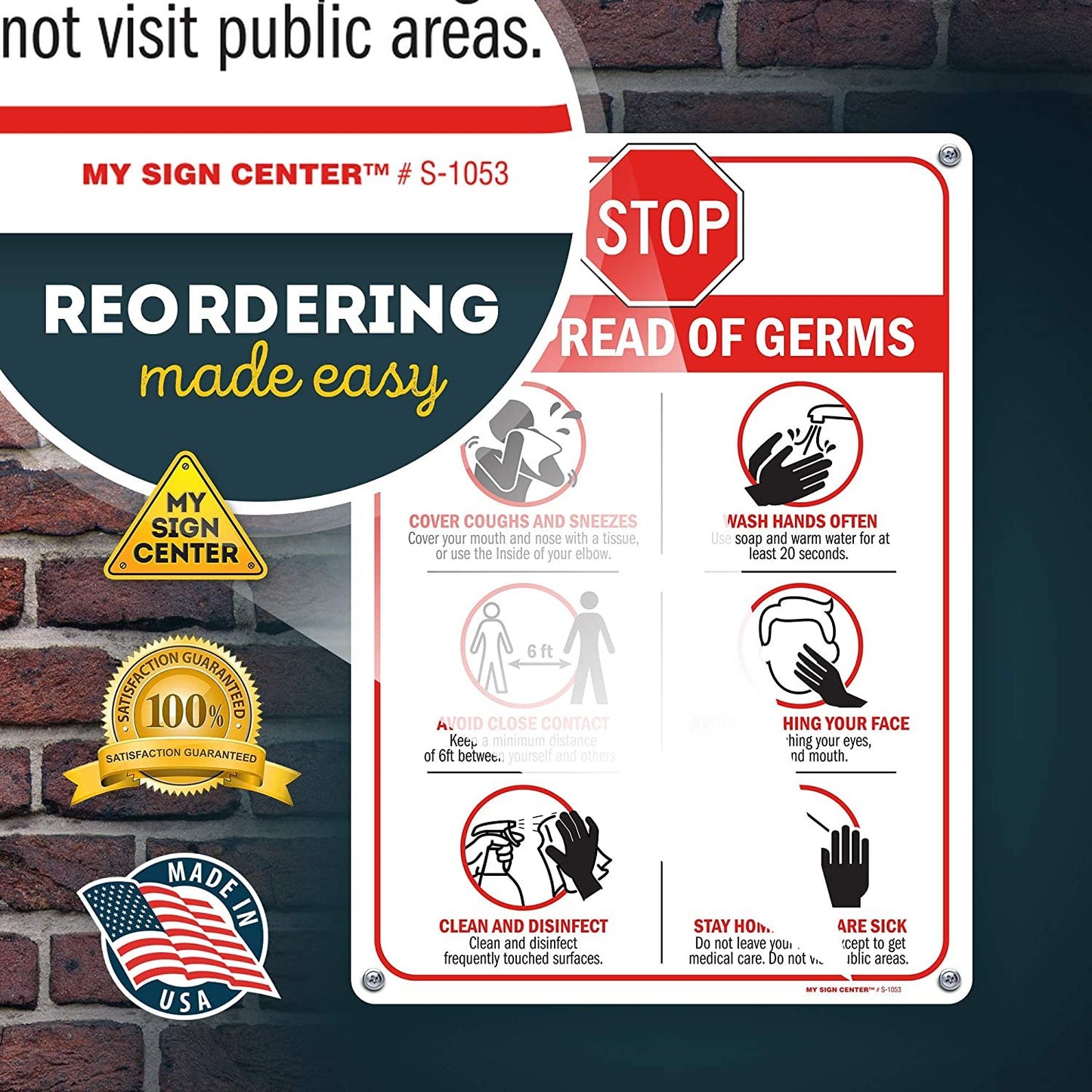 Stop The Spread of Germs Social Distancing Sign