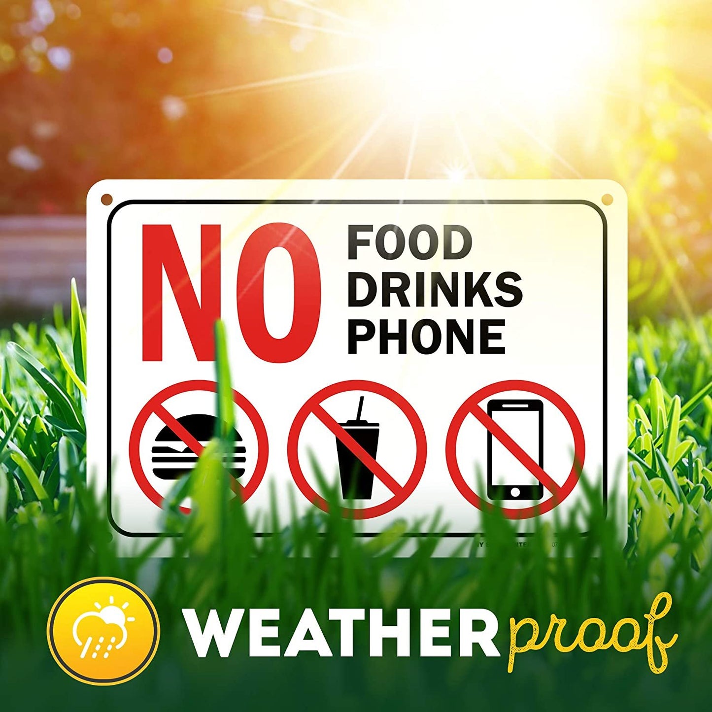No Phones No Food or Drink Beyond This Point Sign