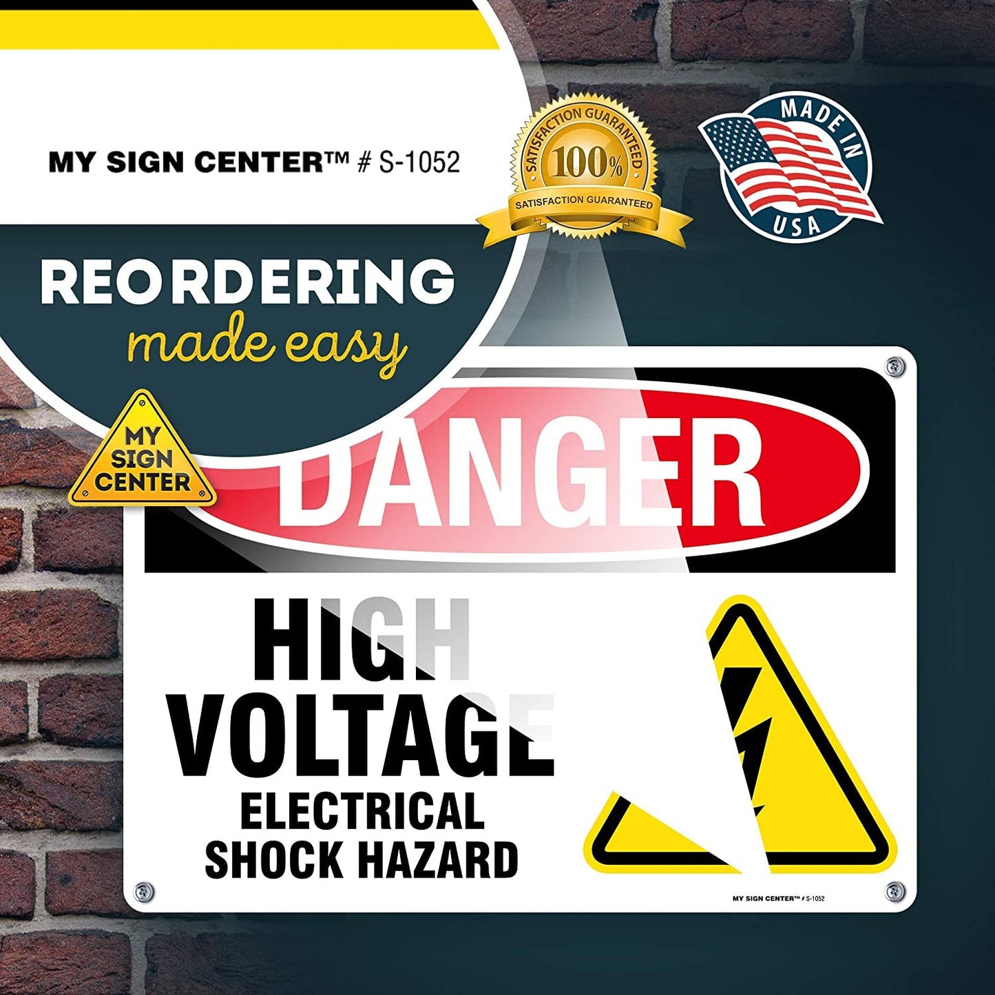 Danger High Voltage Electrical Shock Hazard Sign