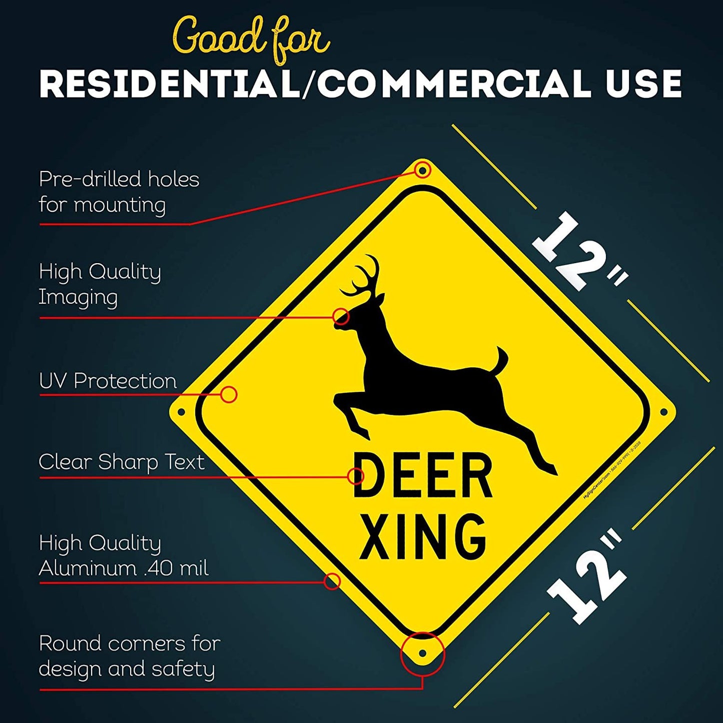 Deer Crossing Sign Diamond Shape Deer Warning Road sign