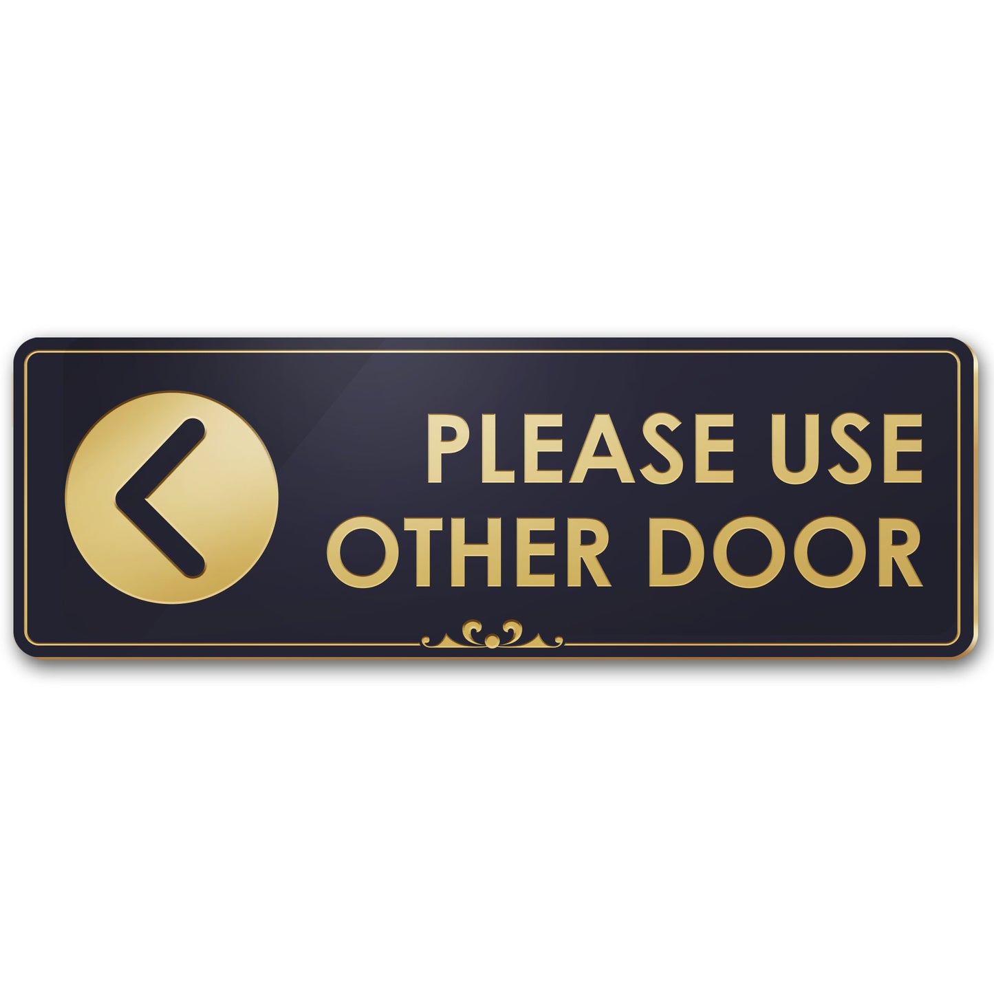 Please Use Other Door Left Arrow - Laser Engraved Sign - 3"x9" - .050 Brushed Silver Plastic