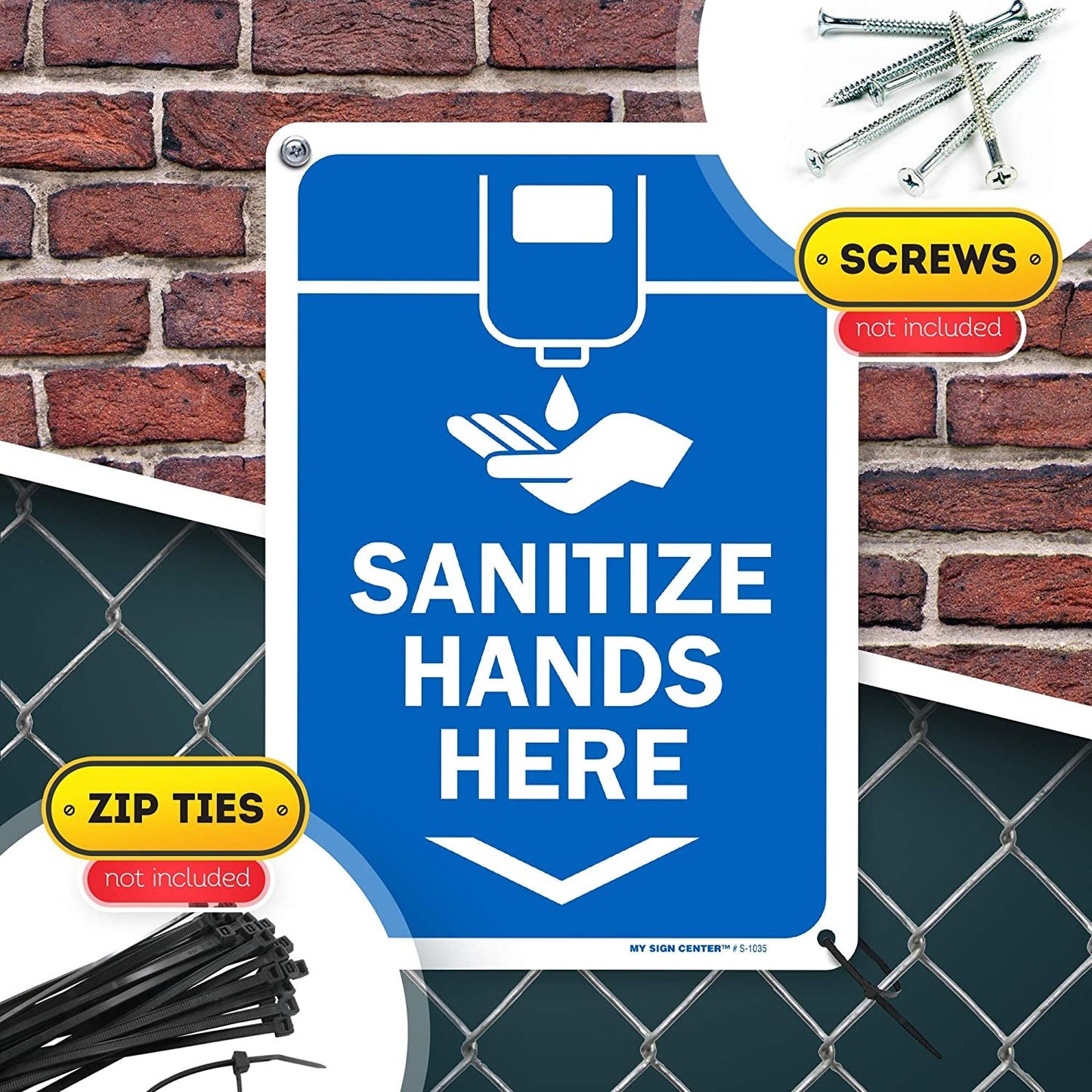 'Sanitize Hands Here' Sink Sign