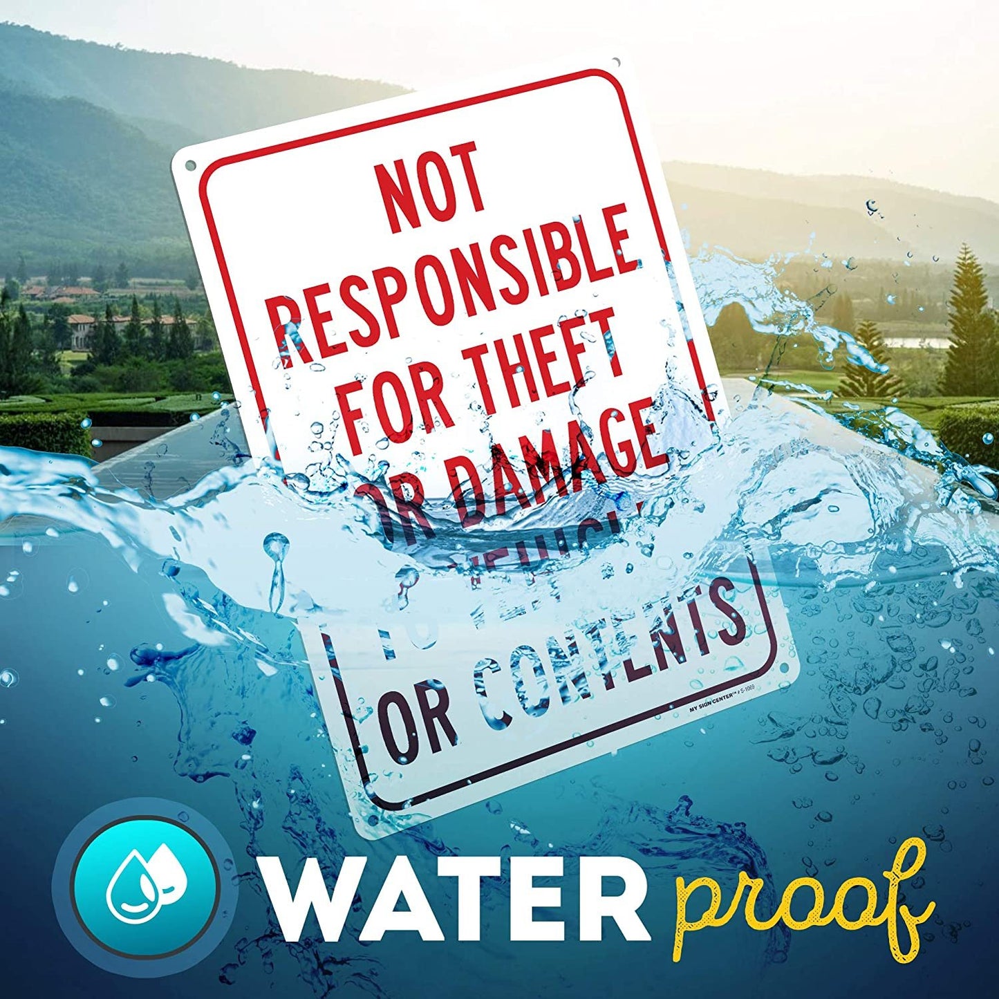 Not Responsible for Theft Or Damage Sign to Vehicles or Content