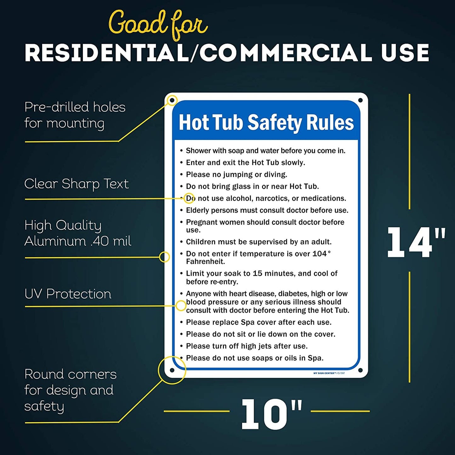 Hot Tub Safety Rules Sign