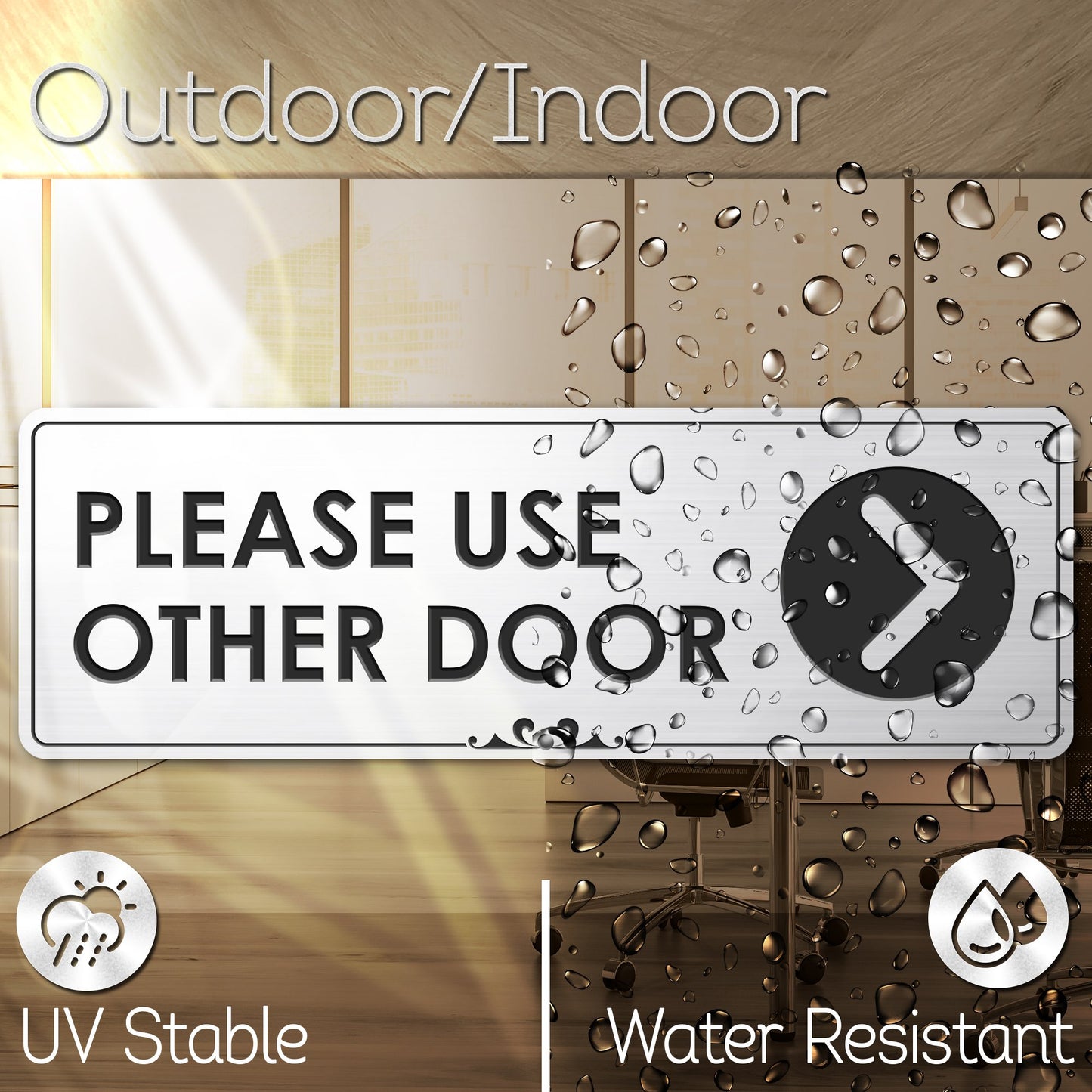 Please Use Other Door with Right Arrow - Laser Engraved Sign