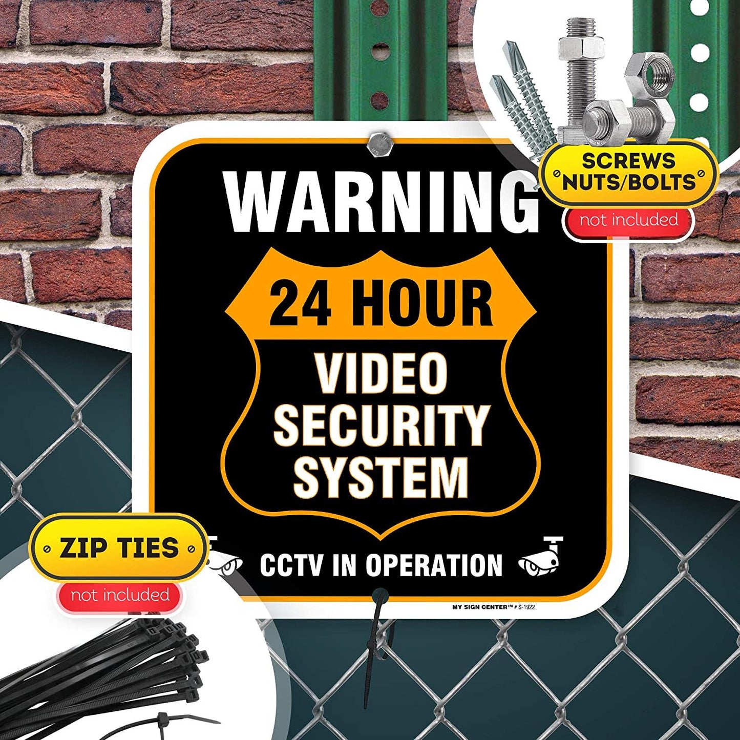 Warning CCTV 24 Hour Surveillance Sign
