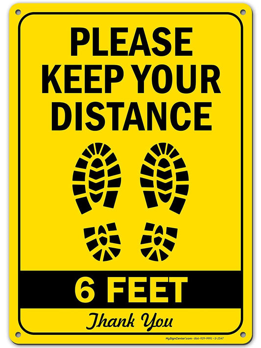 6 Feet Apart Social Distancing Sign