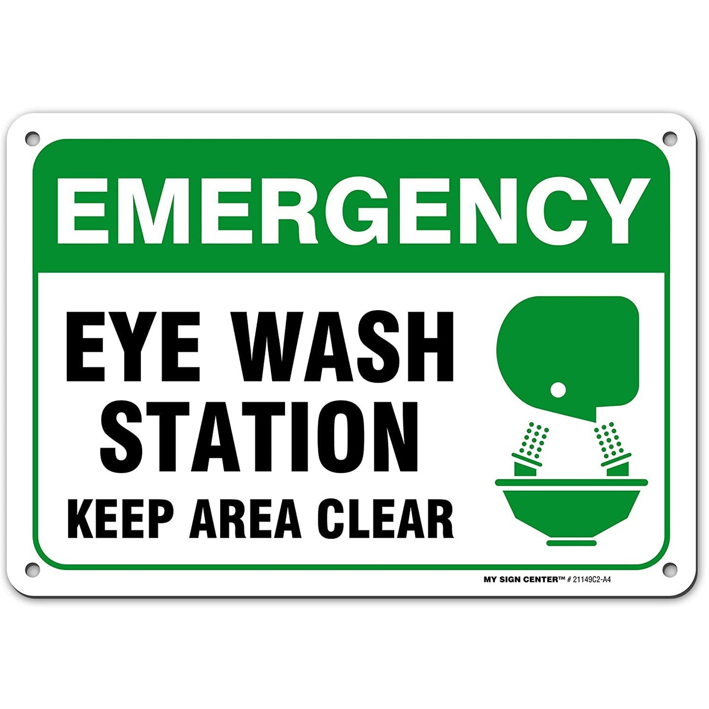 Emergency Eye Wash Station Safety Sign Keep Area Clear