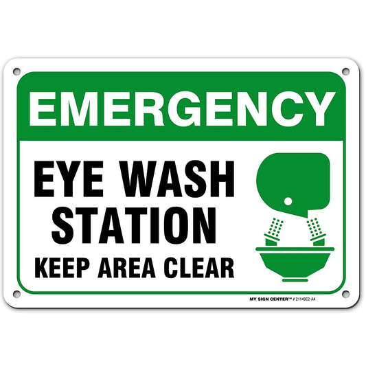 Emergency Eye Wash Station Safety Sign Keep Area Clear