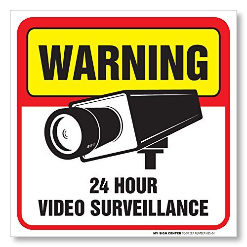 Warning 24 Hour Video Surveillance Sign (4 Pack)