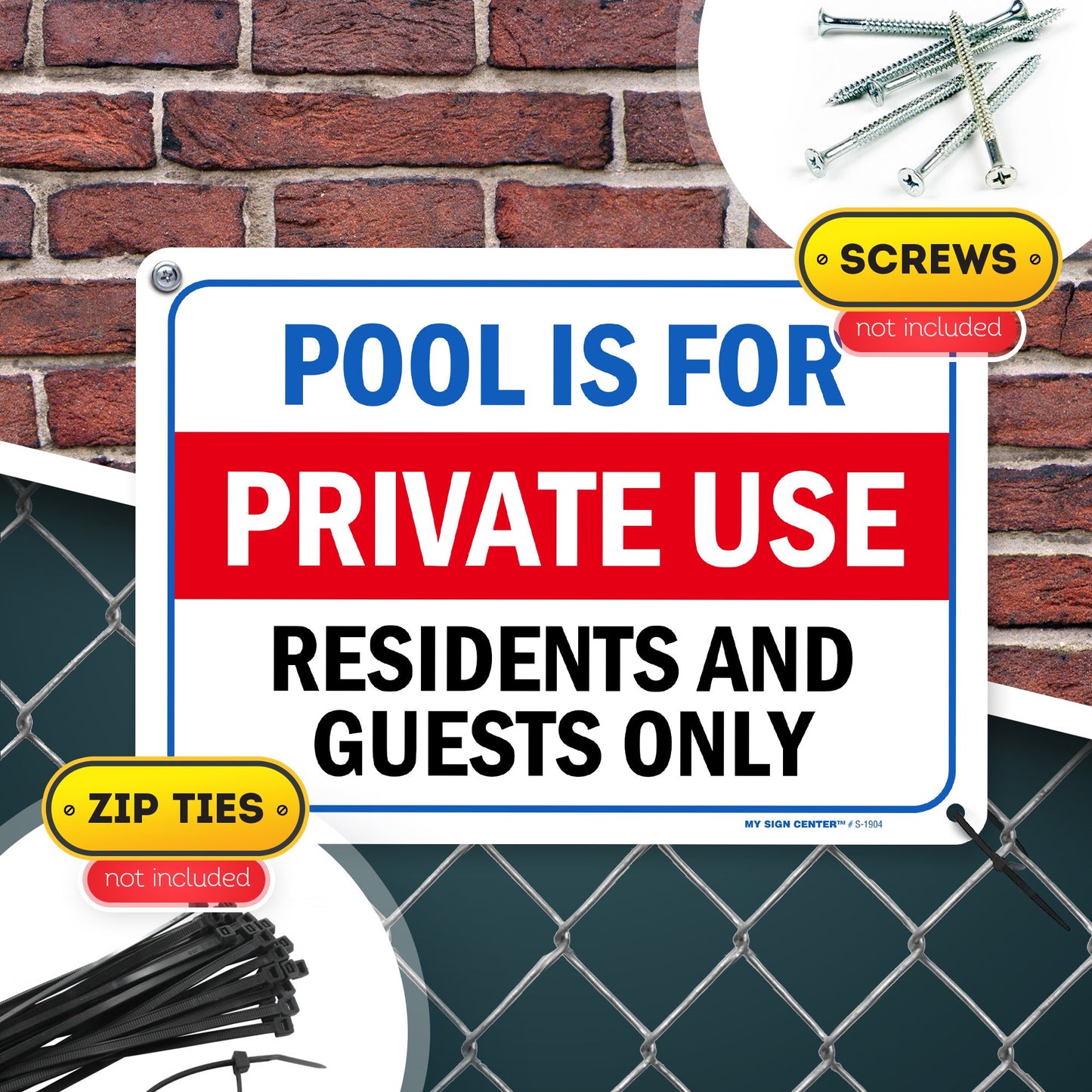 Pool Rules Sign for Residents and Guests Only