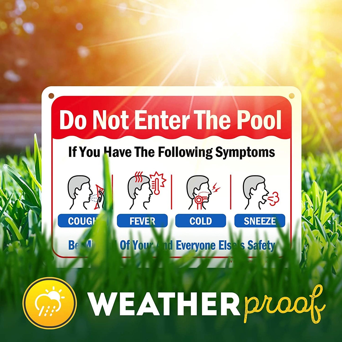 Pool Rules Sign Do Not Enter Pool in Cough, Fever, Cold or Sneeze Symptoms