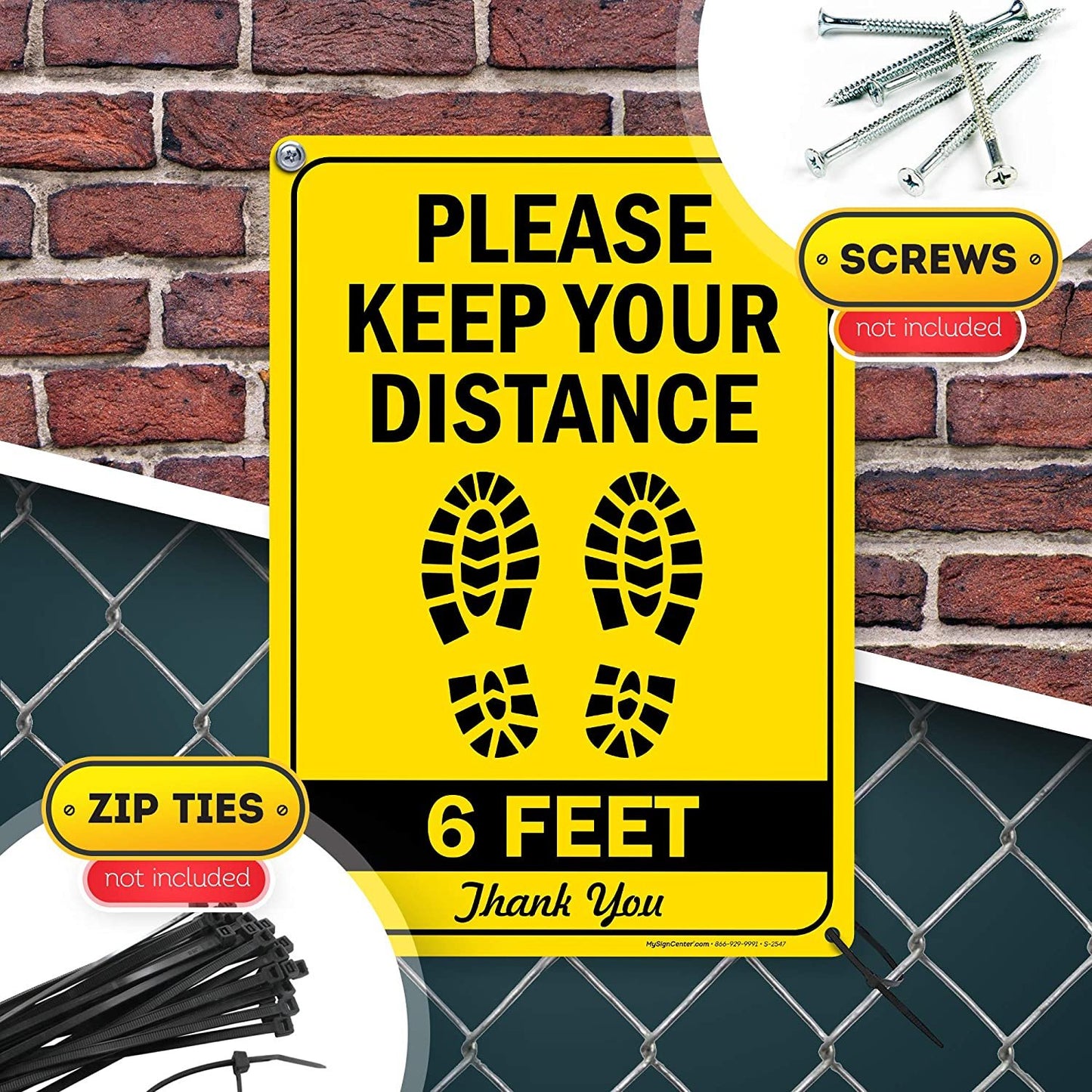 6 Feet Apart Social Distancing Sign